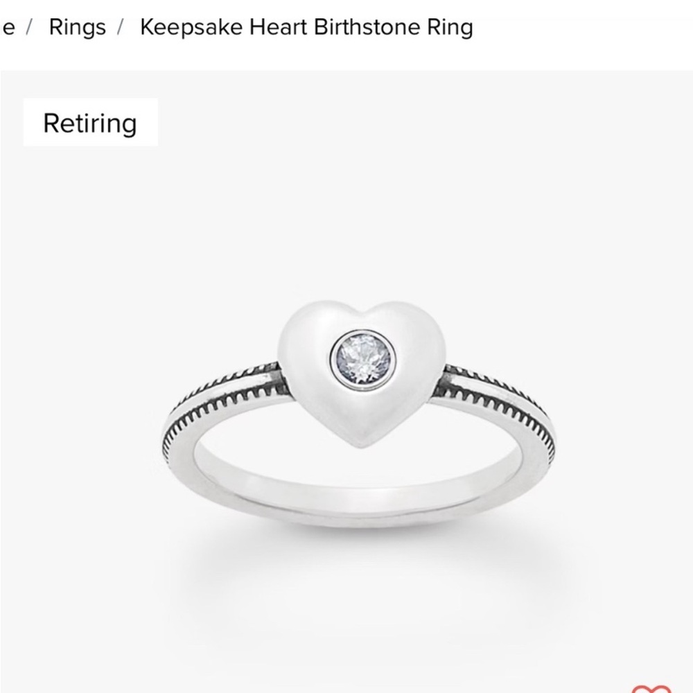 Keepsake Heart Birthstone Ring in Silver